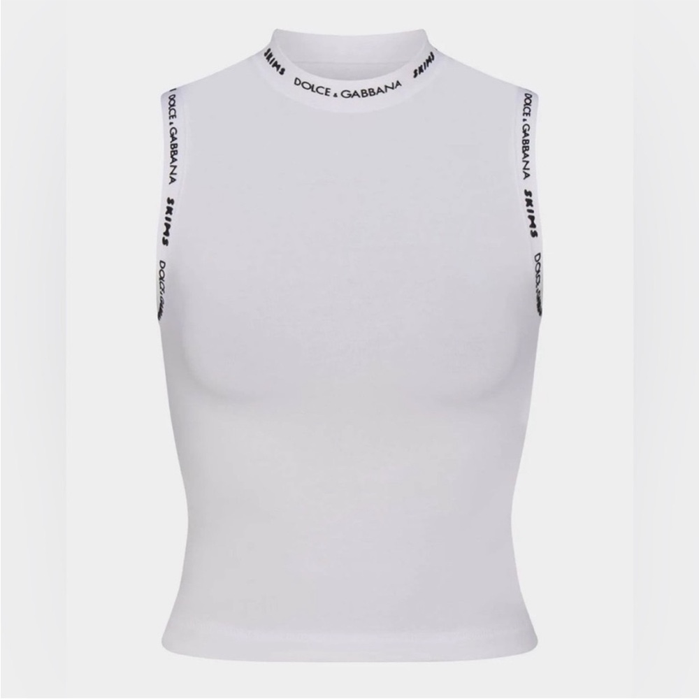 SKIMS Dolce & Gabbana White Mock High-Neck Tank Top